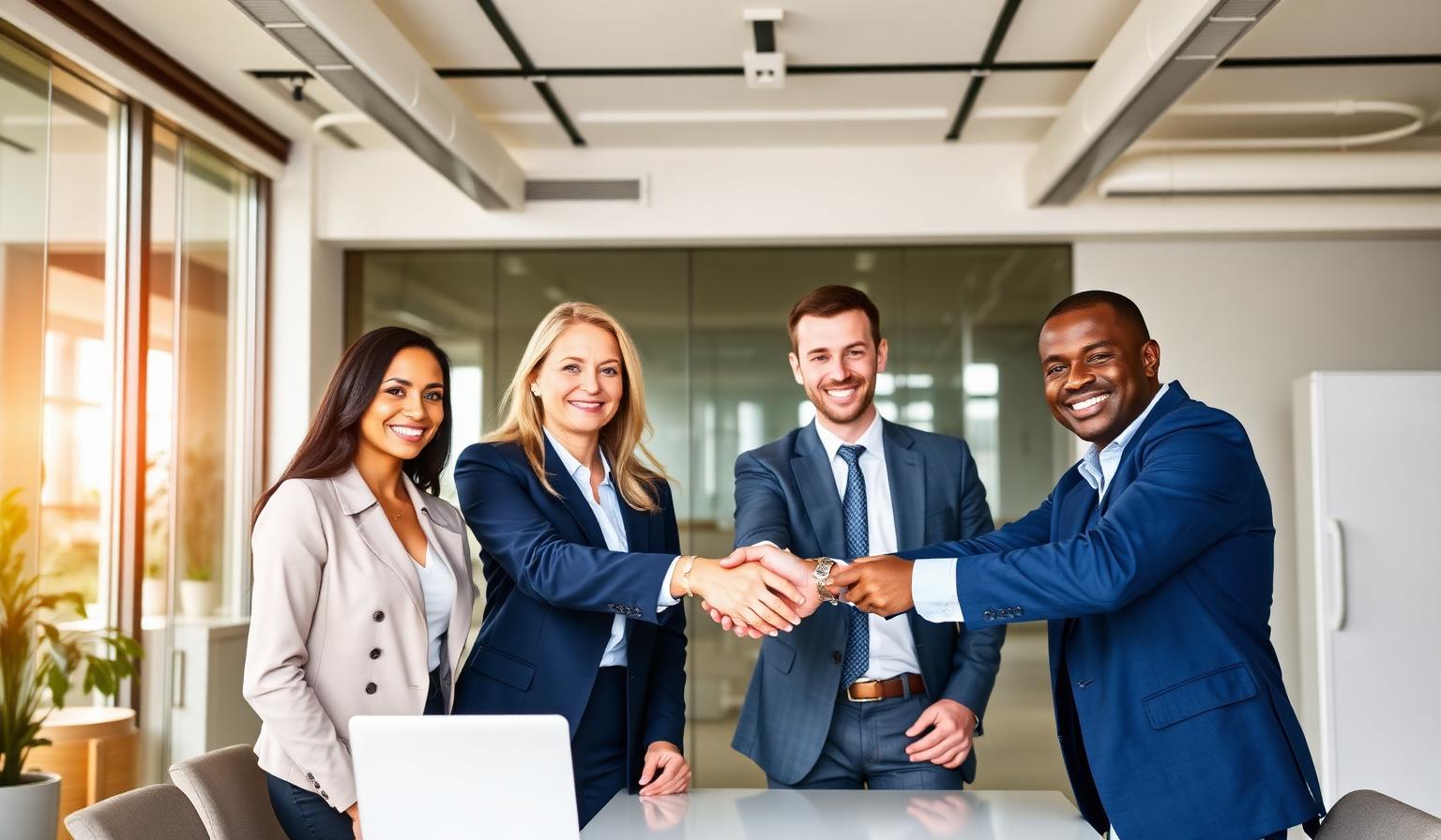 Professional team collaborating in modern office